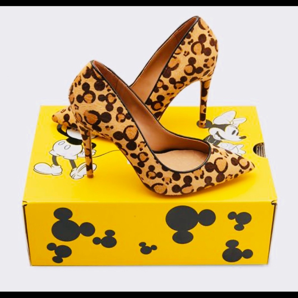 Aldo Mickey Mouse Leopard Stiletto Shoes New